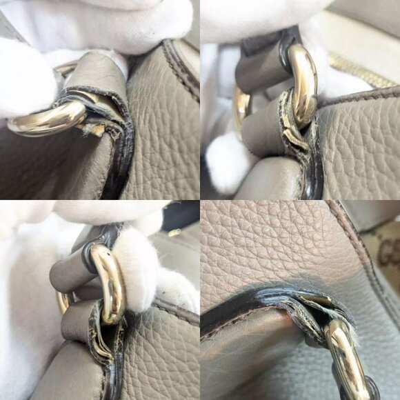 206464BR (X6) Gucci Crossbody Bag Soho Interlocking 2 Way Gray Leather - Picture 8 of 13